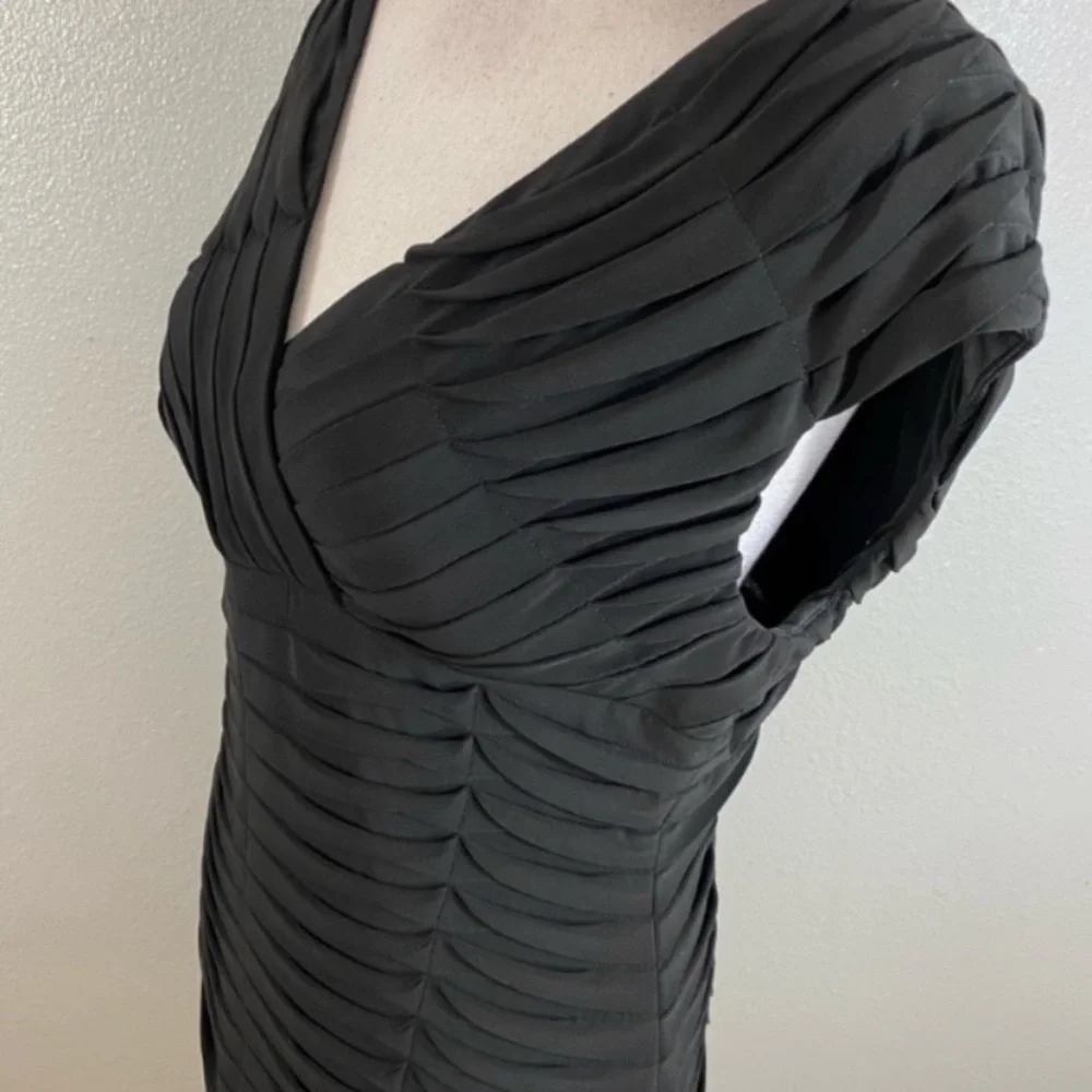 Adrianna Papell black bandage look tiered jersey stretch midi dress 10 V10